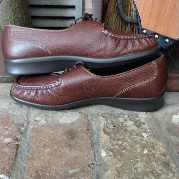 SAS Womens 9m Shoes Leather Moc Toe Lace Up Handcrafted USA Comfort Moccasins - Picture 6 of 9